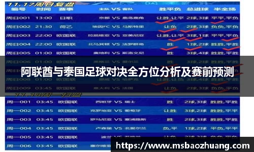 阿联酋与泰国足球对决全方位分析及赛前预测